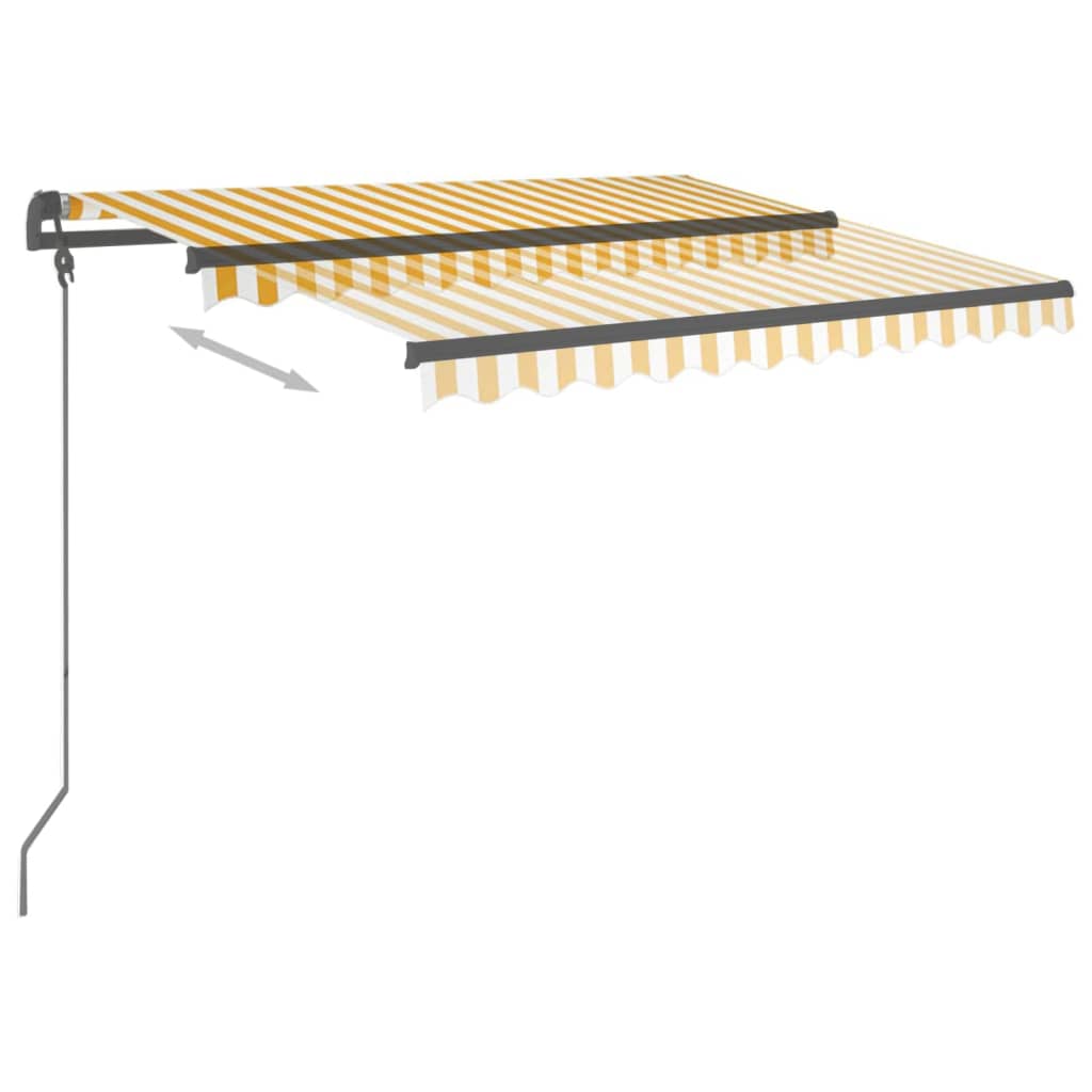 Auvent rétractable automatique et poteaux 3,5x2,5 m Jaune blanc