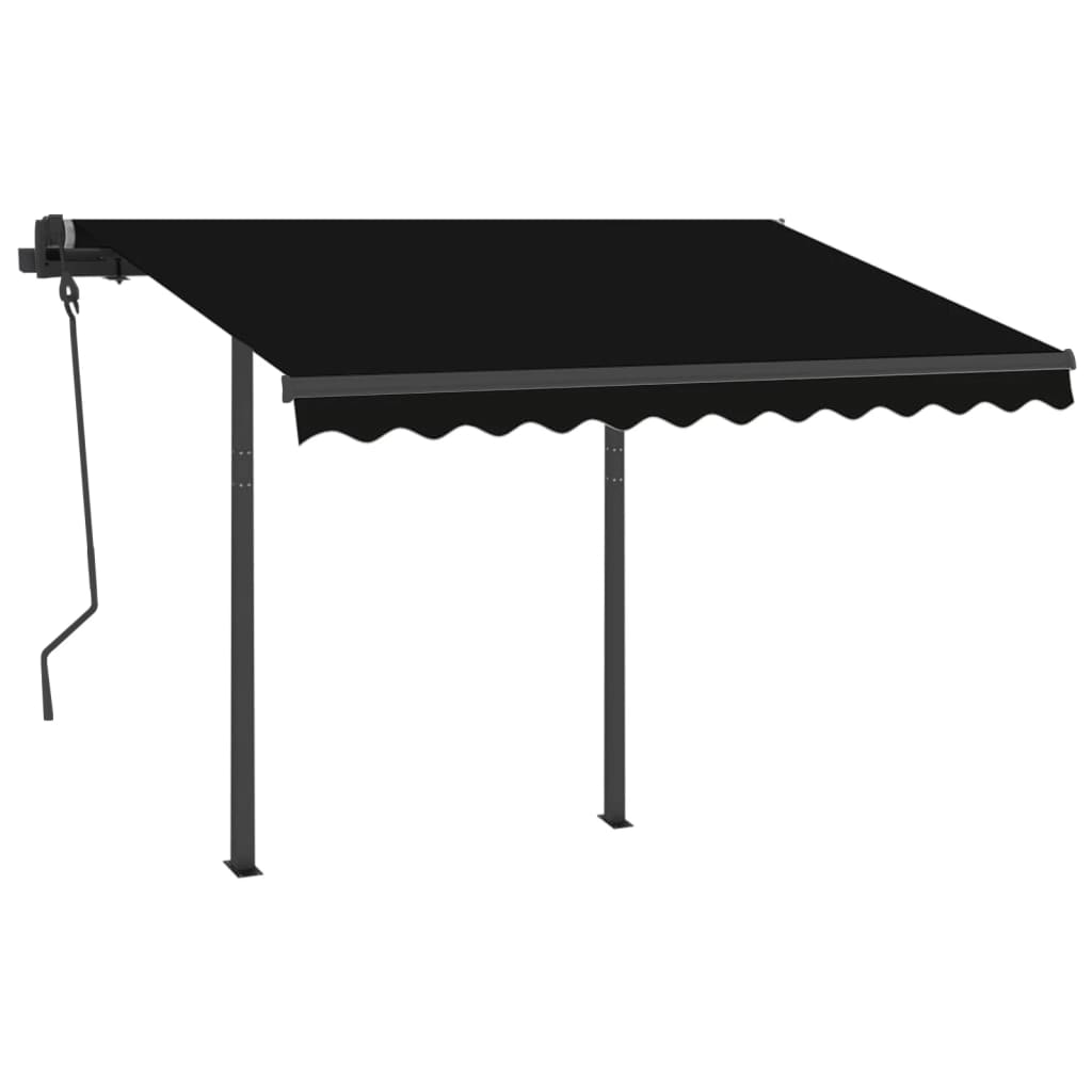 Auvent rétractable automatique et poteaux 3,5x2,5 m Anthracite