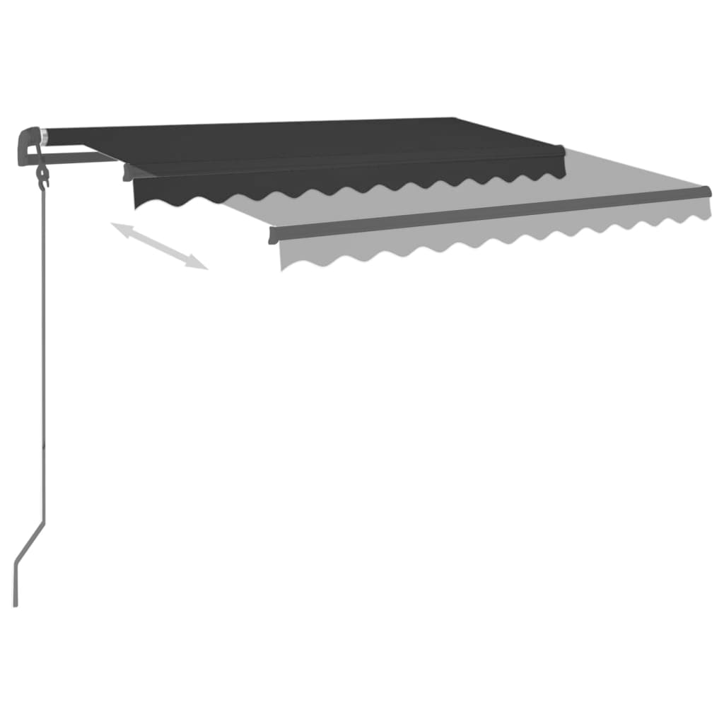 Auvent rétractable automatique et poteaux 3,5x2,5 m Anthracite