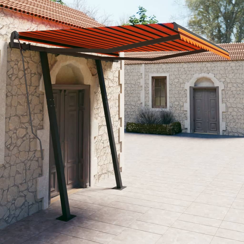 Automatic retractable awning posts 3.5x2.5 m Orange brown