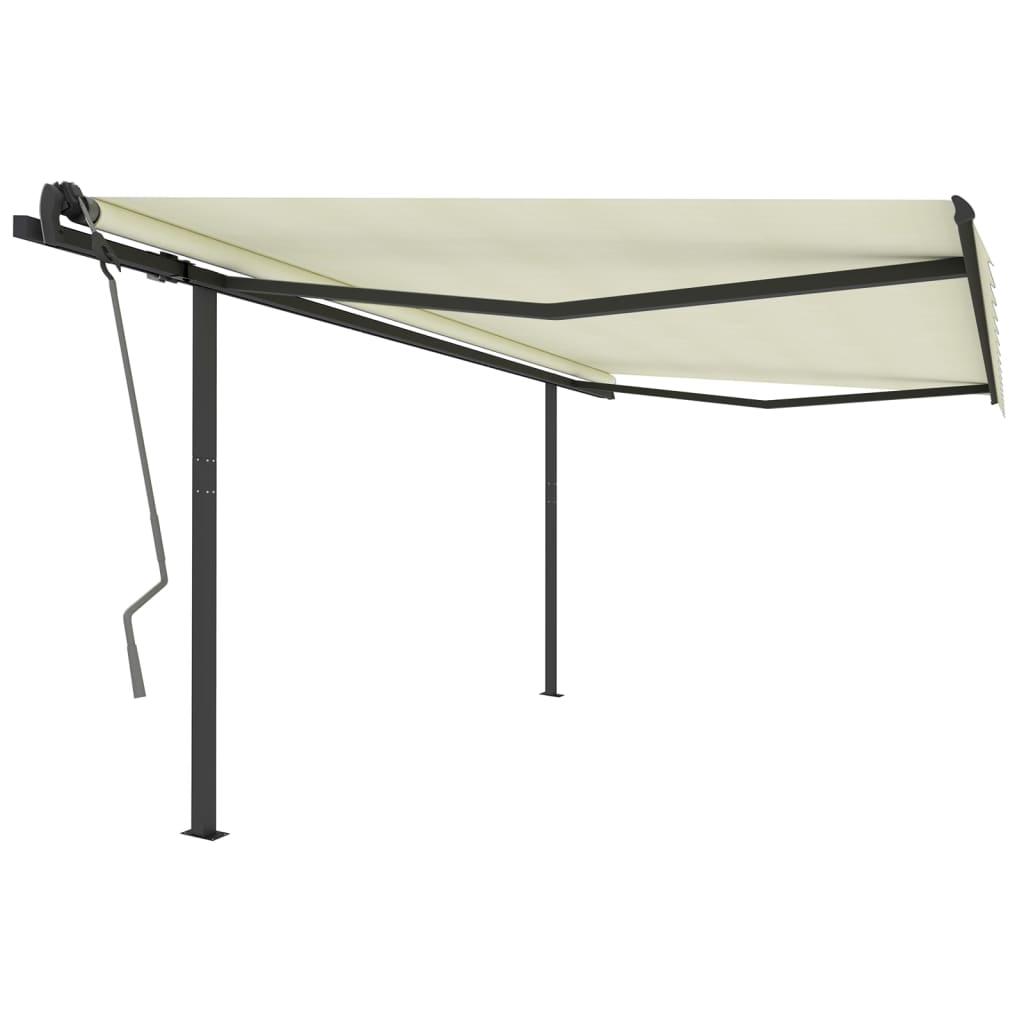 Manual Retractable Awning with Poles 4x3m Cream