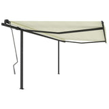 Manual Retractable Awning with Poles 4x3m Cream