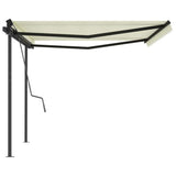 Manual Retractable Awning with Poles 4x3m Cream