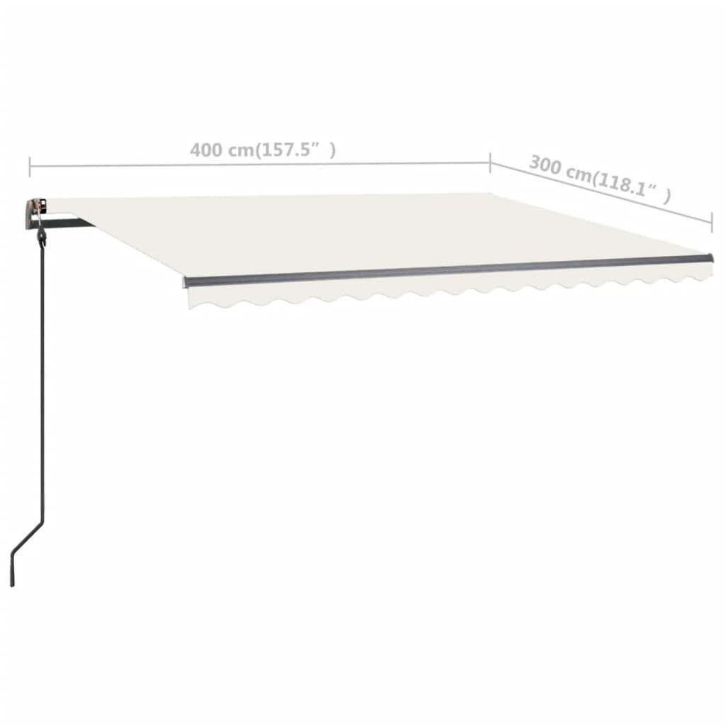 Manual Retractable Awning with Poles 4x3m Cream