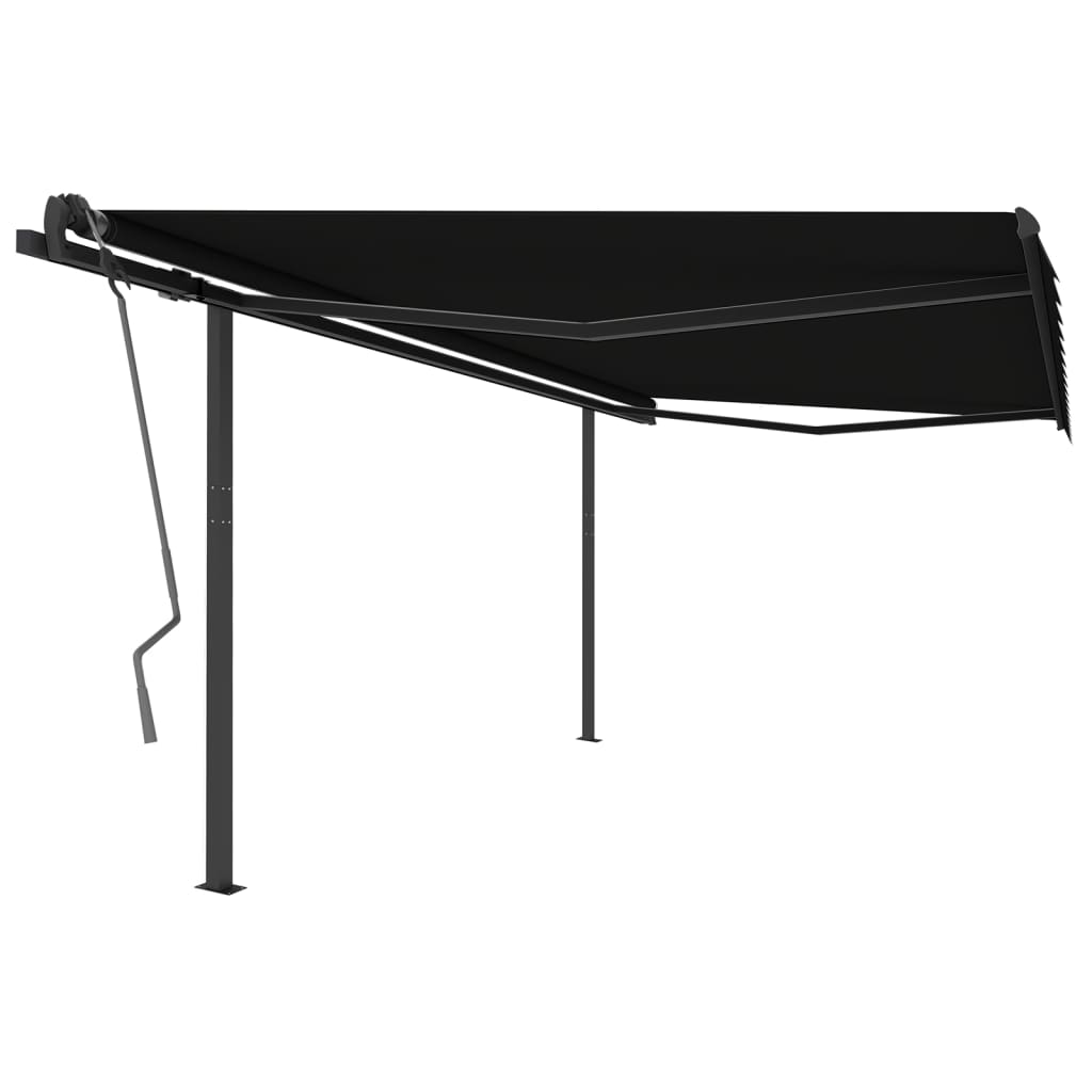 Manual retractable awning with posts 4x3 m Anthracite