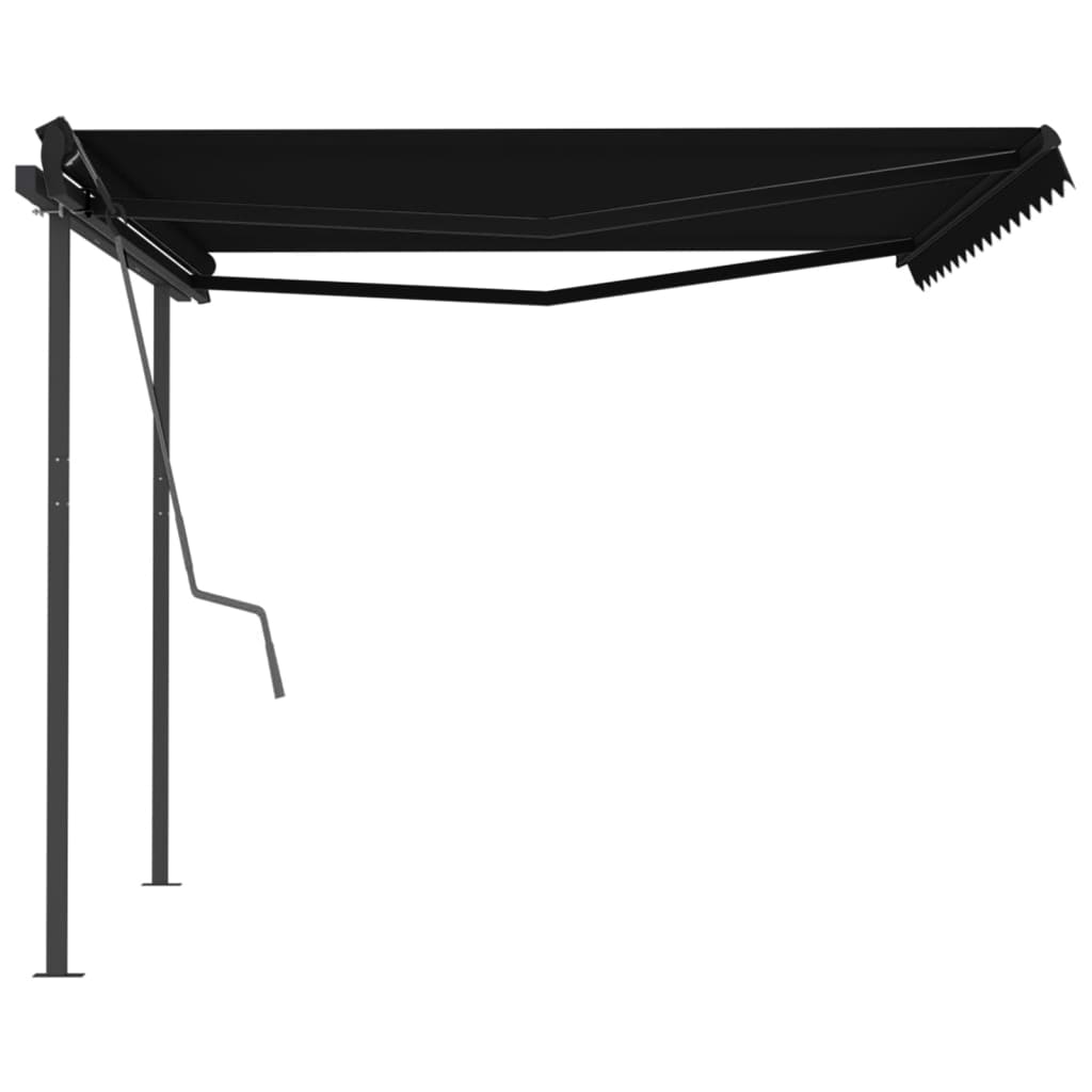 Manual retractable awning with posts 4x3 m Anthracite