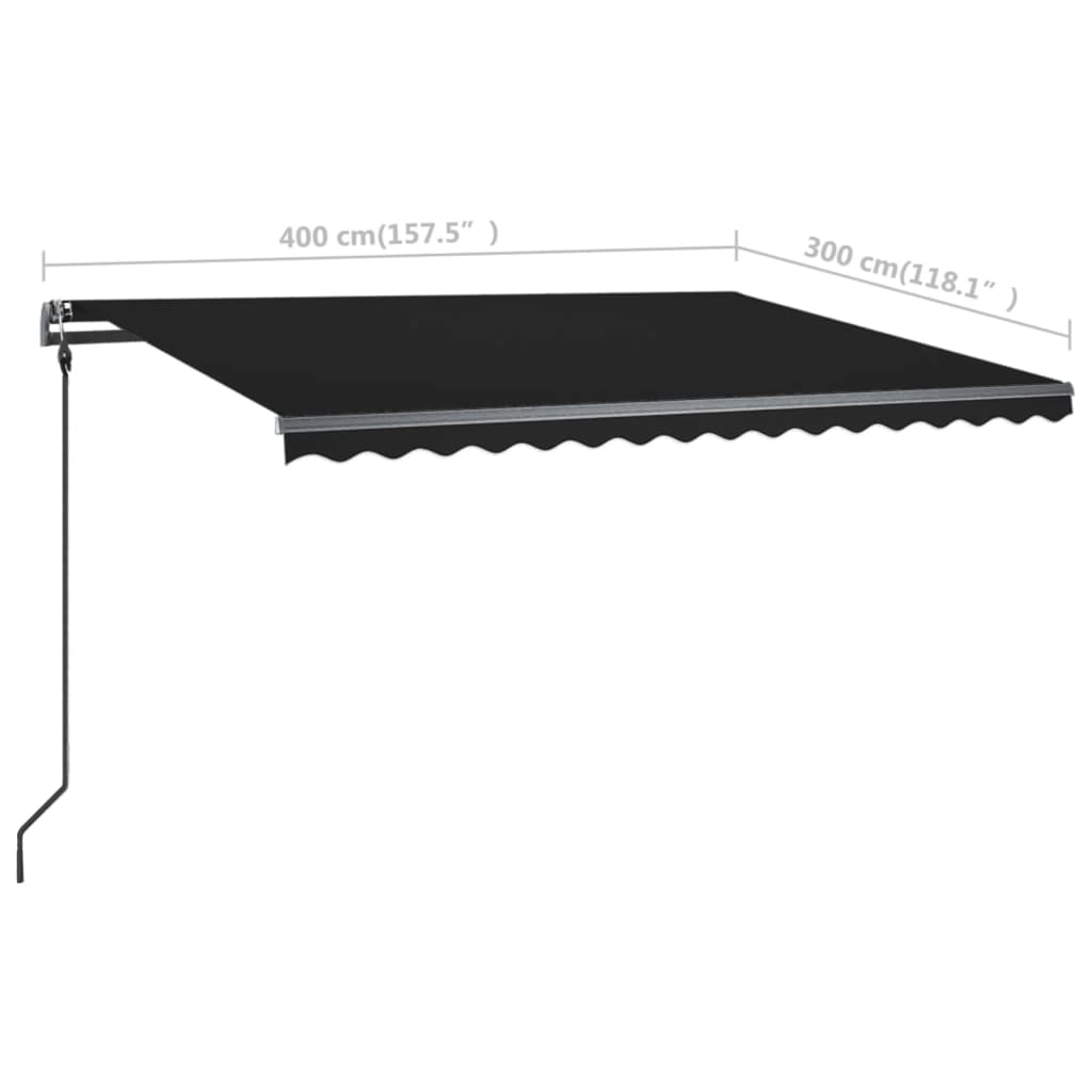 Manual retractable awning with posts 4x3 m Anthracite