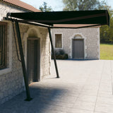 Manual retractable awning with posts 4x3 m Anthracite