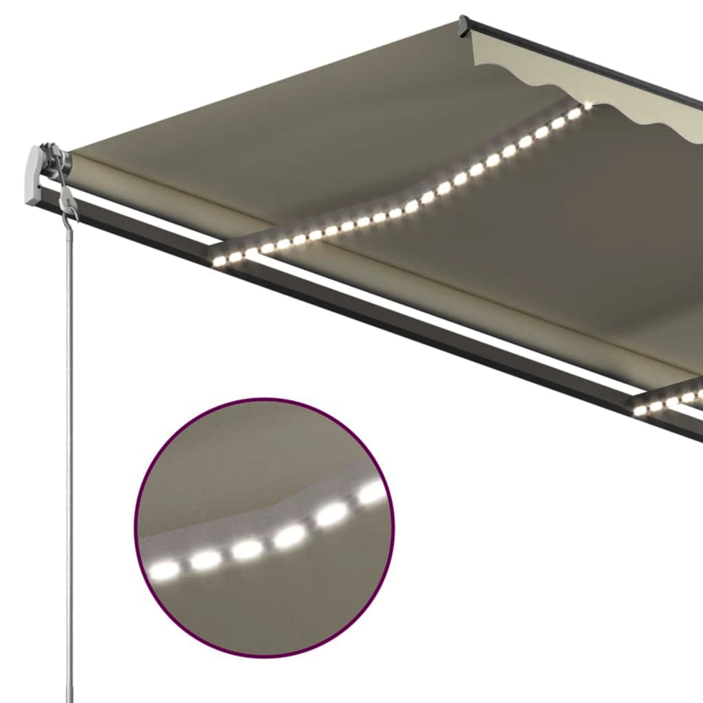 Auvent manuel rétractable avec LED 4x3 m Crème