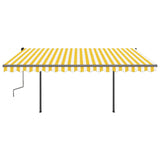 Manual retractable awning with LED 4x3 m Yellow and white