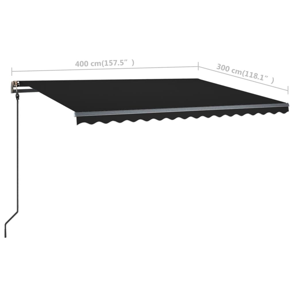 Manual retractable awning with LED 4x3 m Anthracite