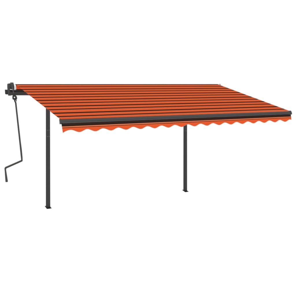 Manual retractable awning with LED 4x3 m Orange and brown