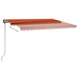 Manual retractable awning with LED 4x3 m Orange and brown