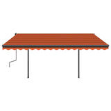 Manual retractable awning with LED 4x3 m Orange and brown