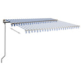 Automatic retractable awning with poles 4x3 m Blue and white