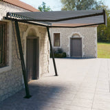 Automatic retractable awning with poles 4x3 m Blue and white