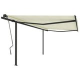 Automatic retractable awning with poles 4x3 m Cream