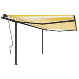 Automatic retractable awning with poles 4x3m Yellow and white