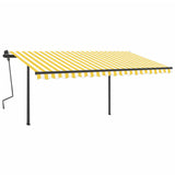 Automatic retractable awning with poles 4x3m Yellow and white