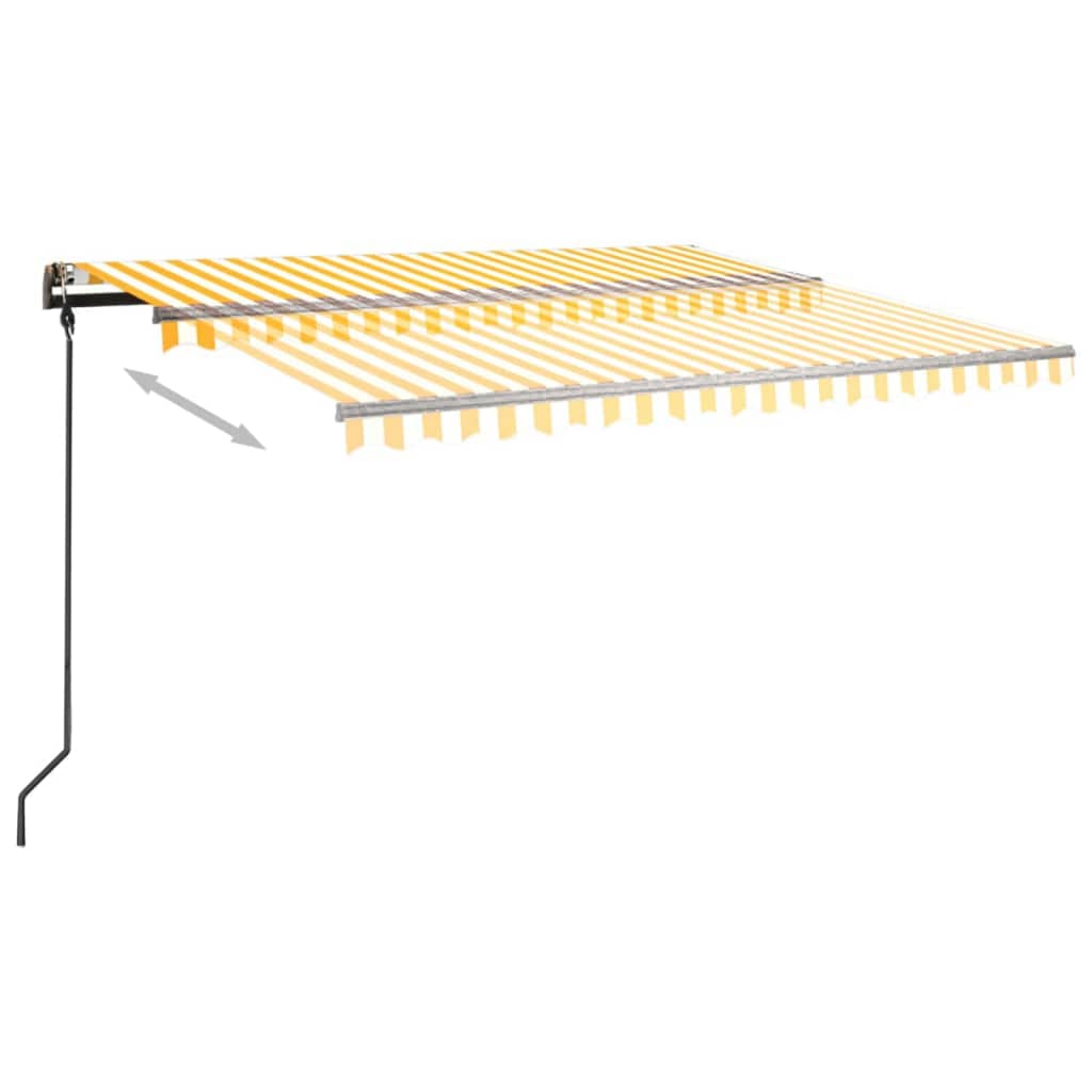 Automatic retractable awning with poles 4x3m Yellow and white