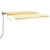 Automatic retractable awning with poles 4x3m Yellow and white