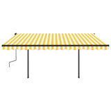 Automatic retractable awning with poles 4x3m Yellow and white