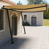 Automatic retractable awning with poles 4x3m Yellow and white