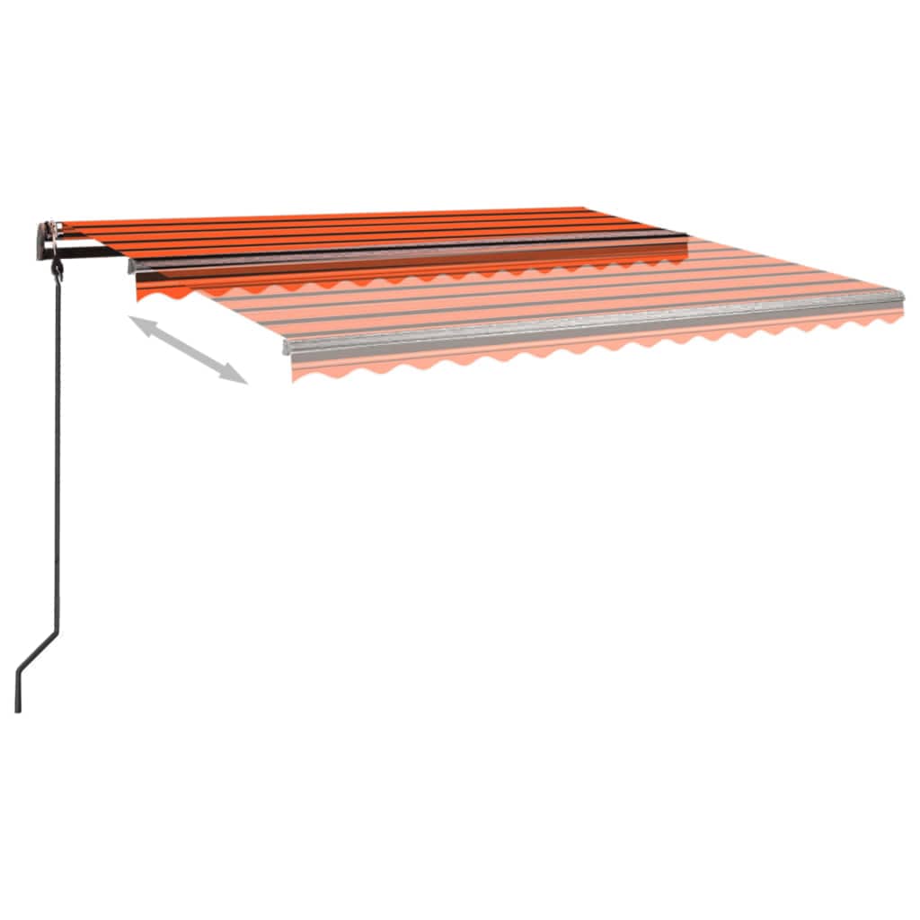 Auvent rétractable automatique et poteaux 4x3m Orange et marron