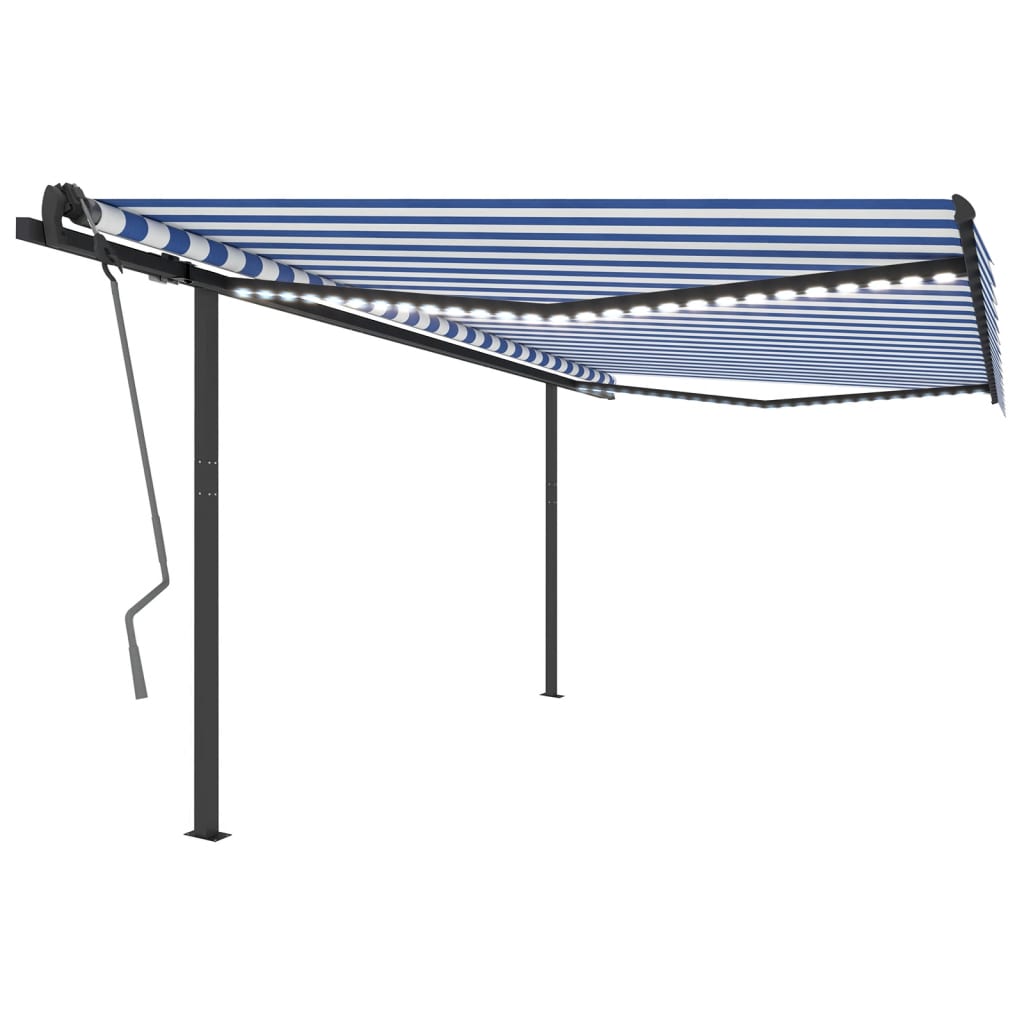 Automatic awning with LED wind sensor 4x3m Blue and white