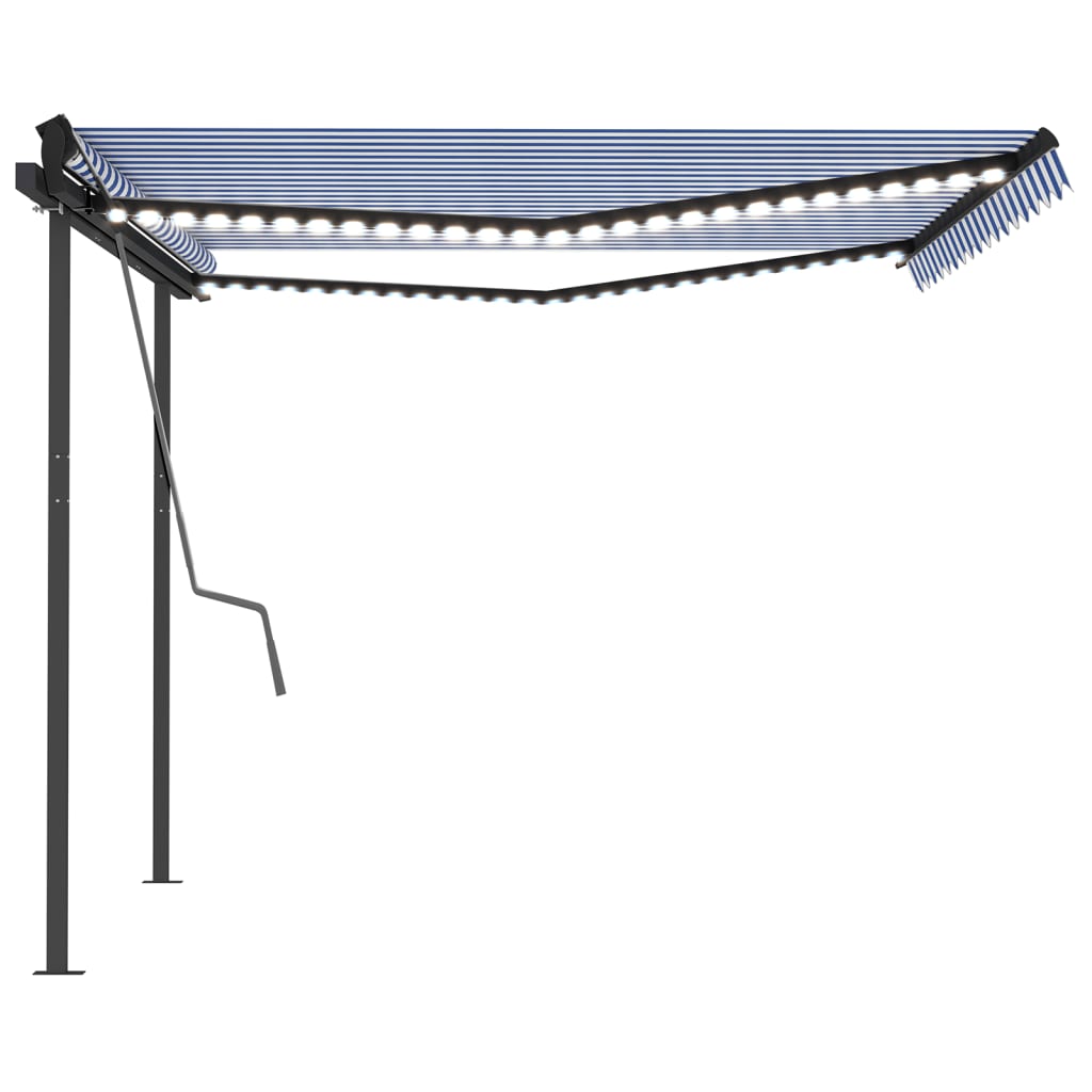 Automatic awning with LED wind sensor 4x3m Blue and white