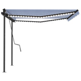 Automatic awning with LED wind sensor 4x3m Blue and white