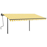 Automatic awning with LED wind sensor 4x3m Yellow and white