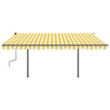 Automatic awning with LED wind sensor 4x3m Yellow and white