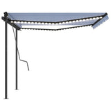 Manual retractable awning with LED 4.5x3 m Blue and white