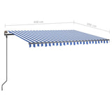 Manual retractable awning with LED 4.5x3 m Blue and white