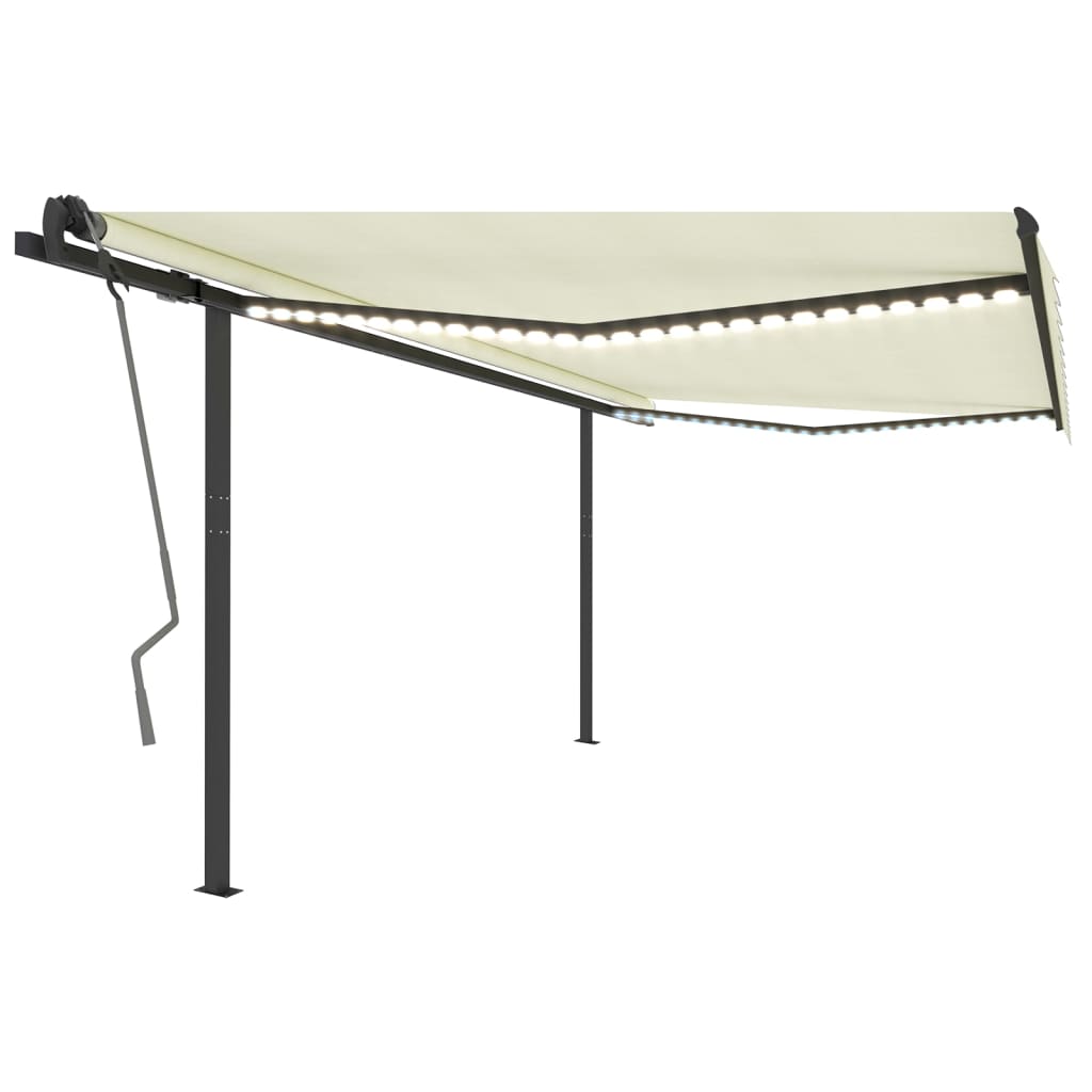 Manual retractable awning with LED 4.5x3 m Cream