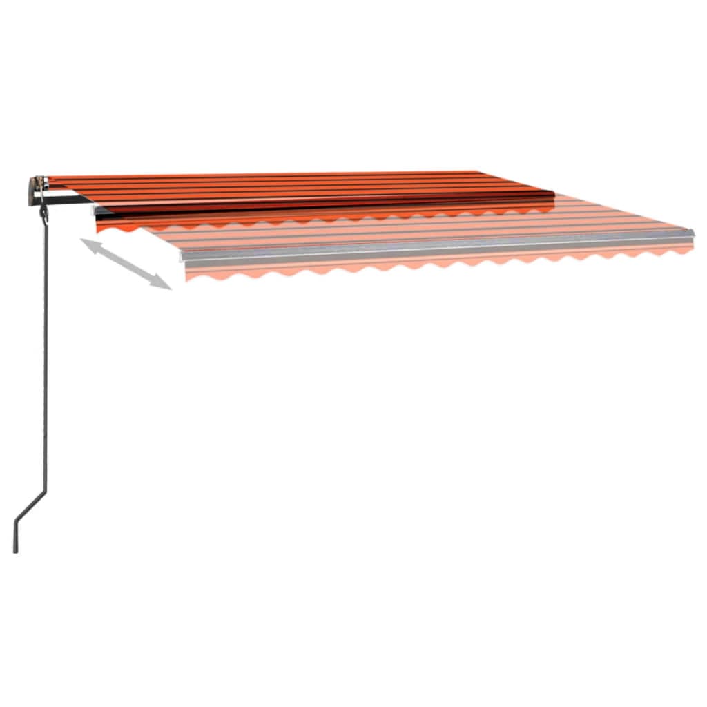 Auvent manuel rétractable avec LED 4,5x3 m Orange et marron