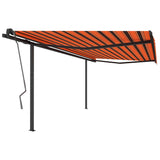 Auvent automatique rétractable et poteaux 4,5x3 m Orange/marron