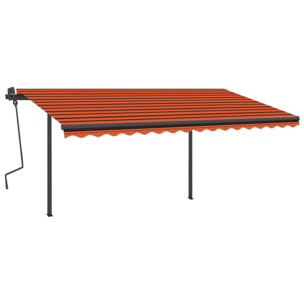 Auvent automatique rétractable et poteaux 4,5x3 m Orange/marron