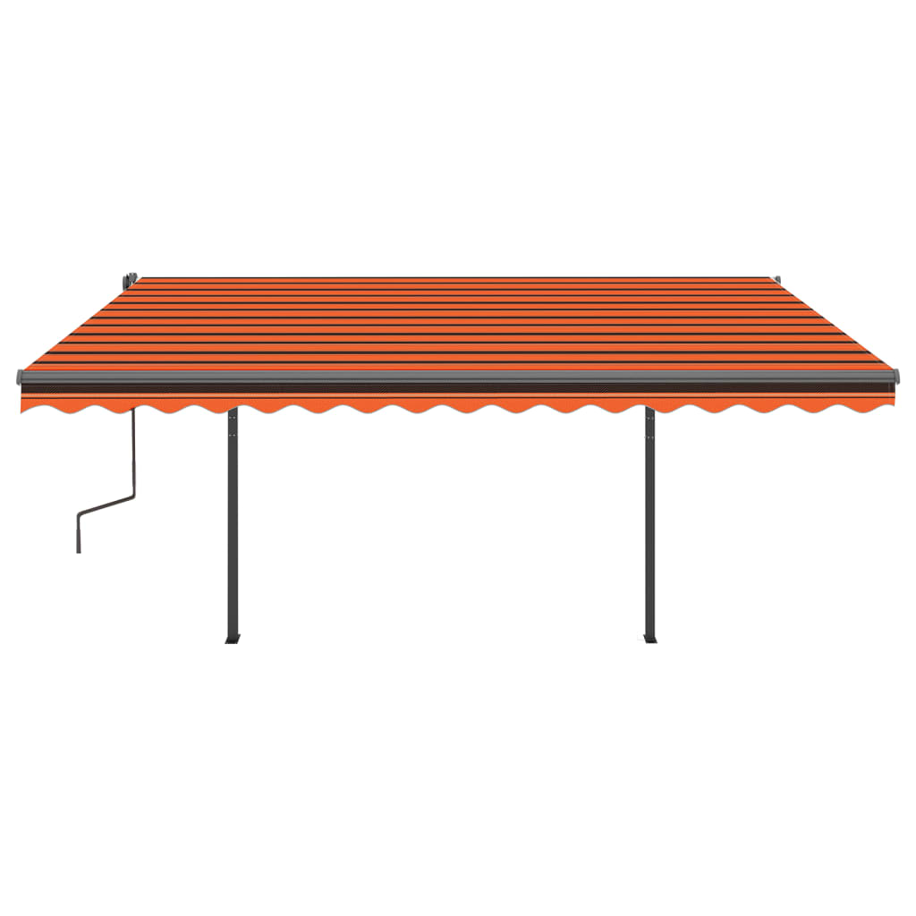 Auvent automatique rétractable et poteaux 4,5x3 m Orange/marron