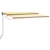 Auvent automatique capteur de vent et LED 4,5x3m Jaune et blanc