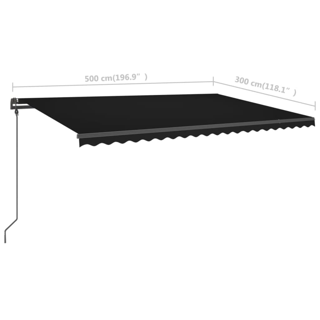 Auvent manuel rétractable avec poteaux 5x3 m Anthracite