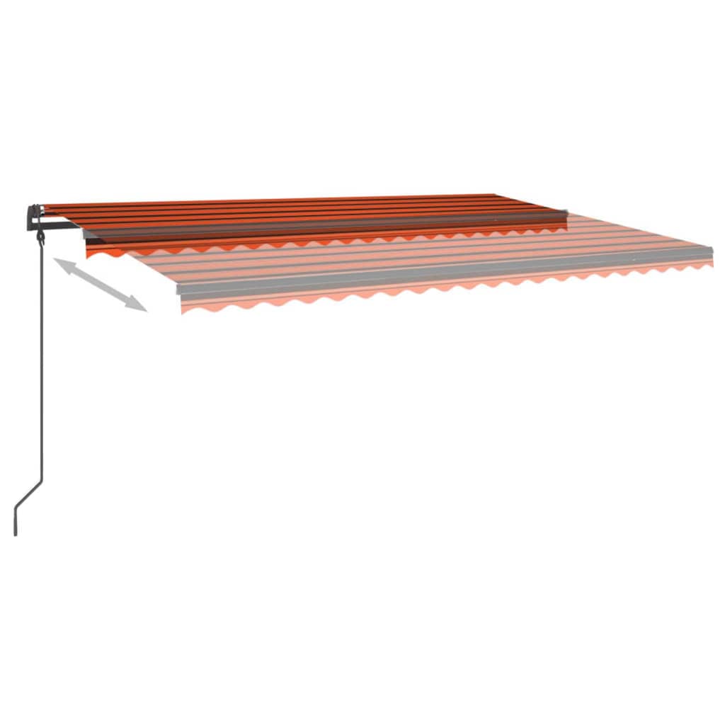 Auvent manuel rétractable avec poteaux 5x3 m Orange et marron