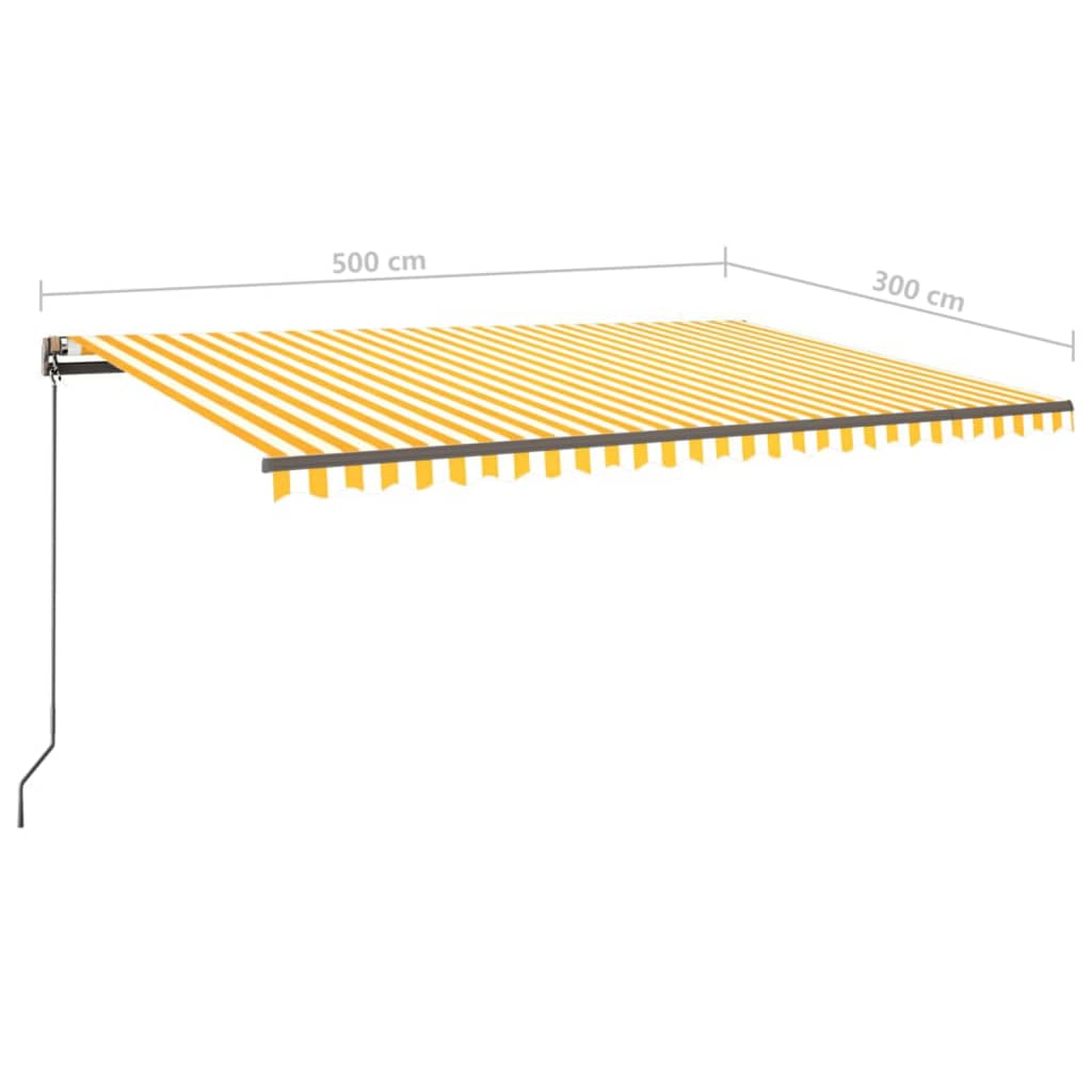 Auvent manuel rétractable avec LED 5x3 m Jaune et blanc