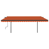 Automatisch einziehbare Markise und Pfosten 5x3m Orange und Braun