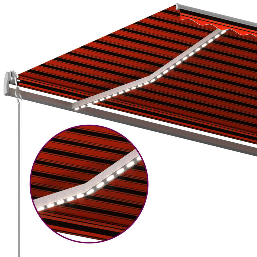 Automatischer Markisen-Windsensor/LED 5x3 m Orange und Braun