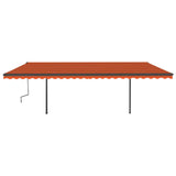 Manual retractable awning with poles 6x3 m Orange and brown