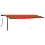 Manual retractable awning with poles 6x3 m Orange and brown