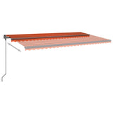 Manual retractable awning with poles 6x3 m Orange and brown