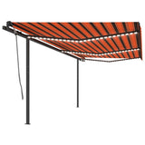 Manual retractable awning with LED 6x3 m Orange and brown